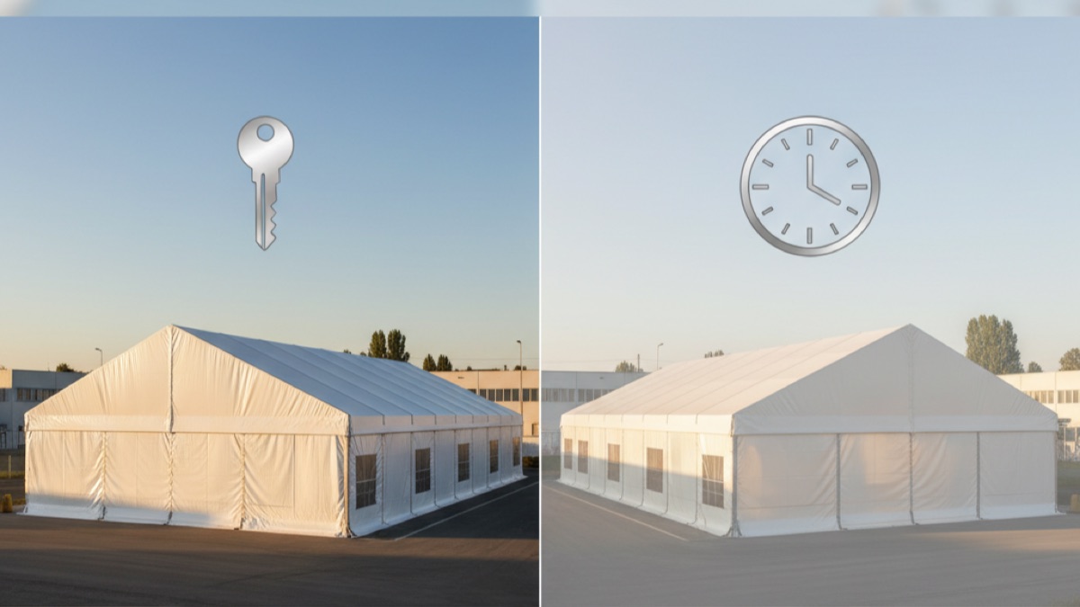 Porownanie leasingu i wynajmu hali namiotowej, wizualne zestawienie kosztow