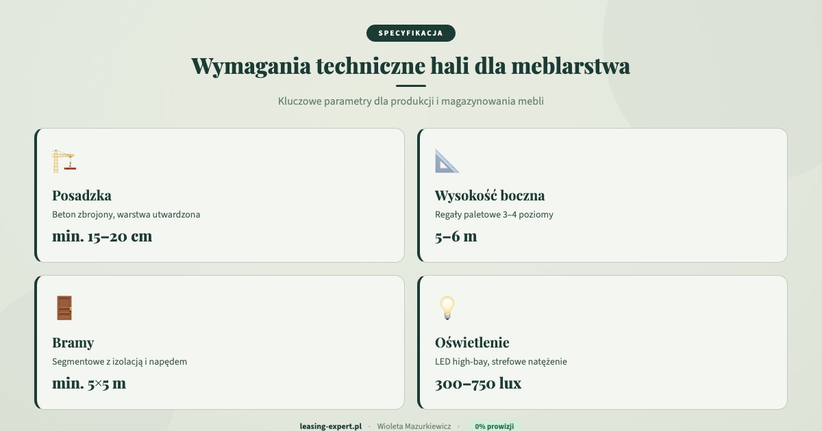 Wymagania techniczne hali namiotowej dla meblarstwa specyfikacja