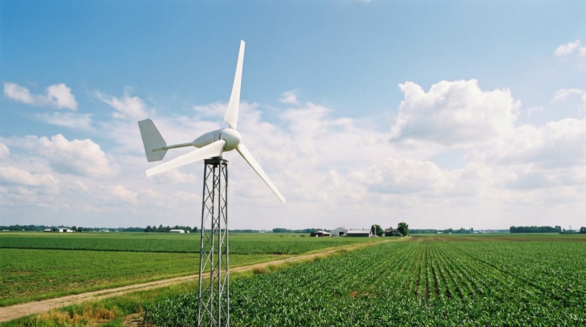 Mala turbina wiatrowa na farmie, pozyczka na turbine wiatrowa OZE