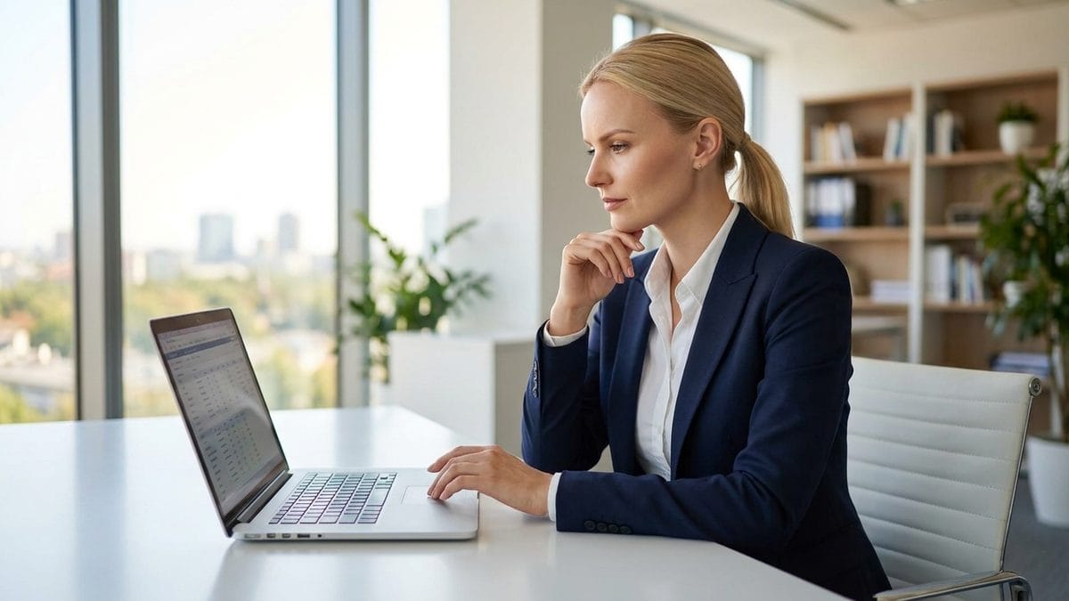 Wioleta Mazurkiewicz pracuje nad artykułami dla przedsiębiorców na temat leasingu